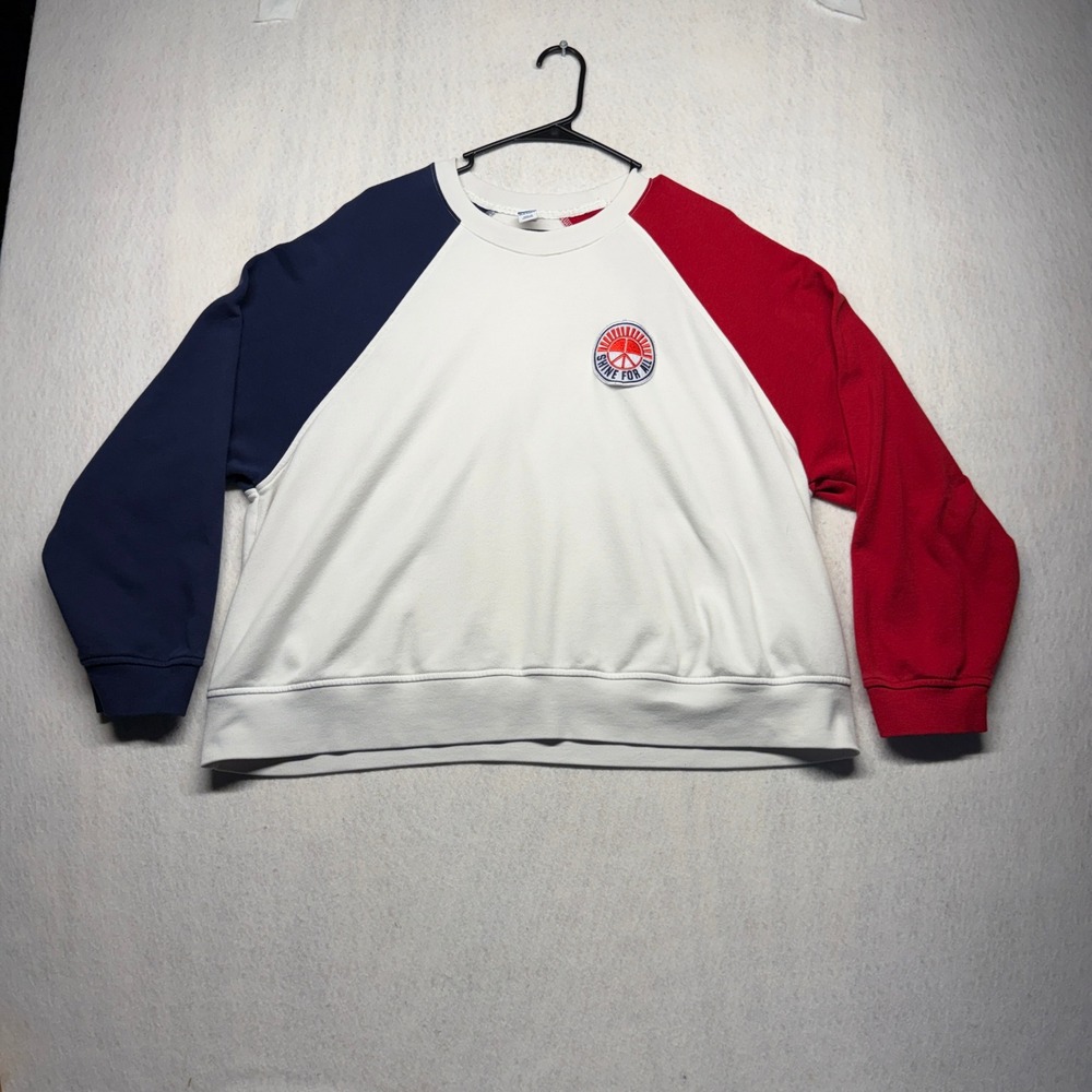 Old Navy Shine For All Colorblock Raglan Sweatshirt Red White Blue 2X
